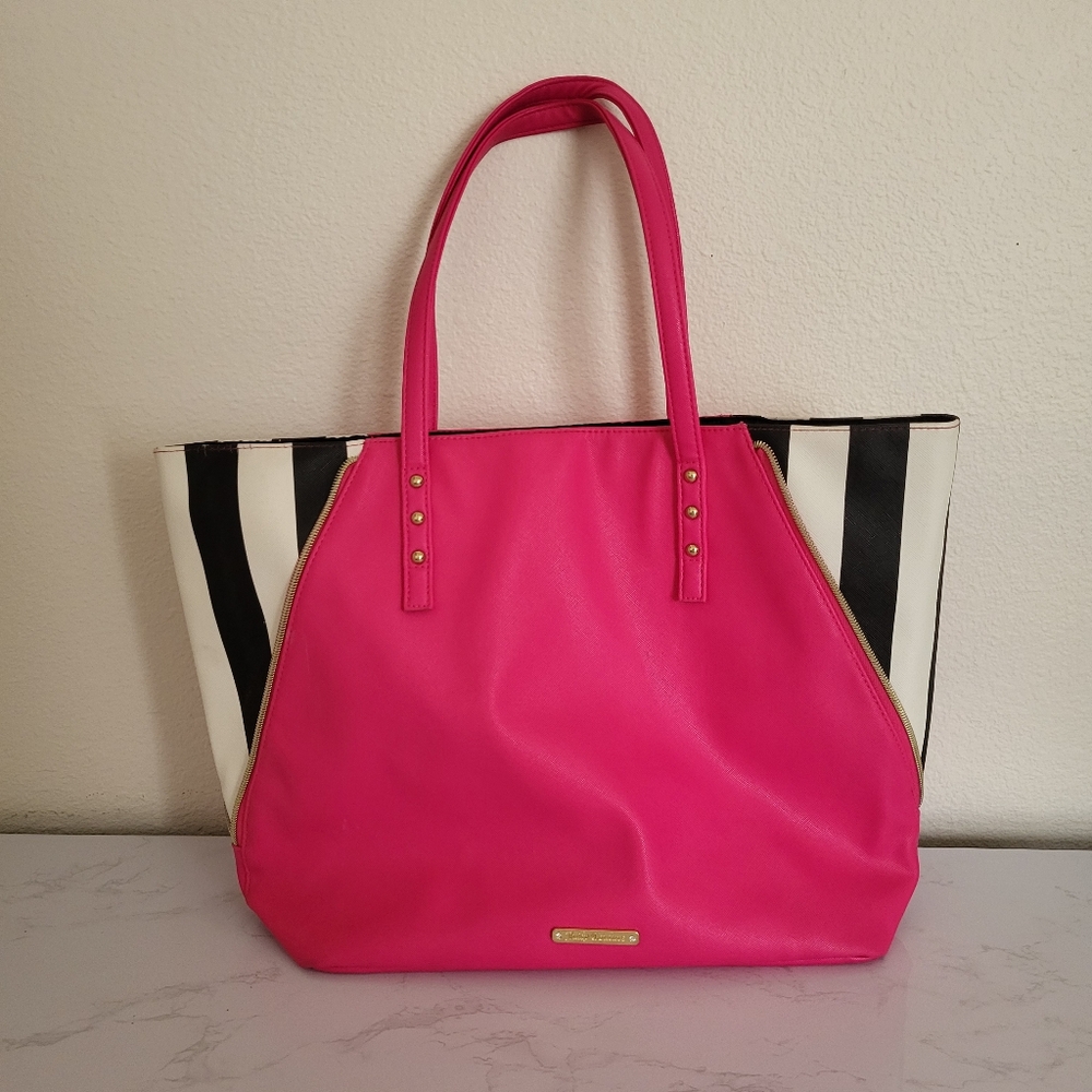 Juicy Couture- Pink and Black Striped Tote Bag